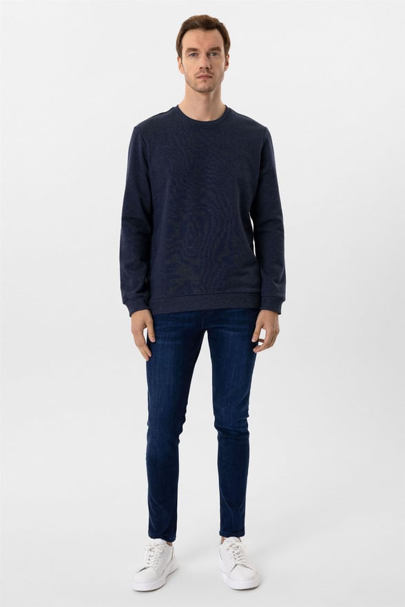 Parlement Mavi Regular Düz O Yaka Sweatshirt