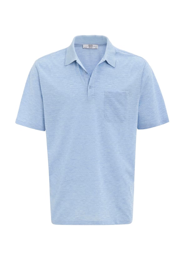 Saks Mavi Regular Armürlü Polo Yaka Tişört