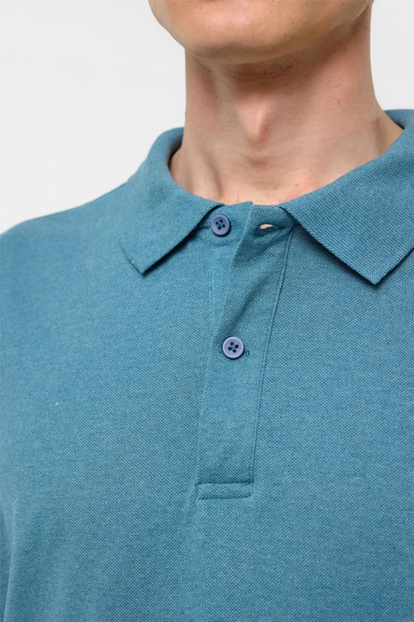 Saks Mavi Regular Armürlü Polo Yaka Tişört