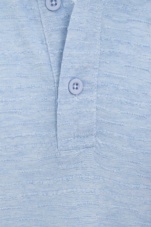 Saks Mavi Regular Armürlü Polo Yaka Tişört