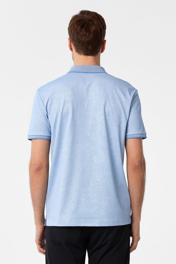 Saks Mavi Regular Baskılı Polo Yaka Tişört