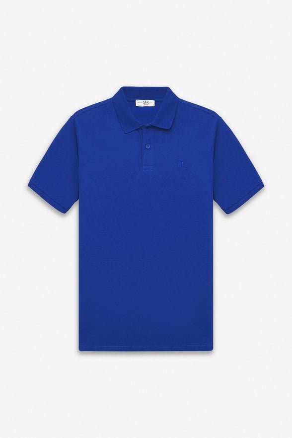 Saks Mavi Regular Düz Baskısız Pike Düğmeli Polo Yaka Standart Tişört