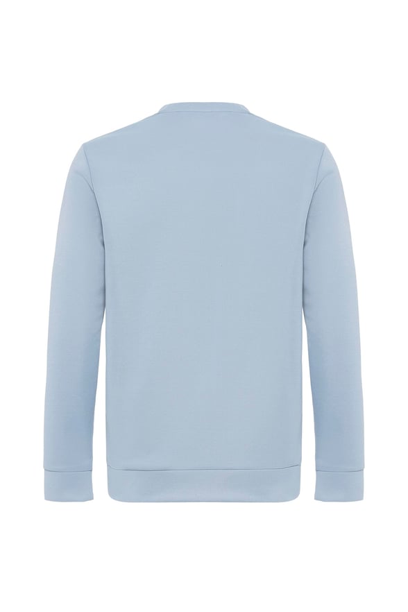 Saks Mavi Regular Düz O Yaka Sweatshirt