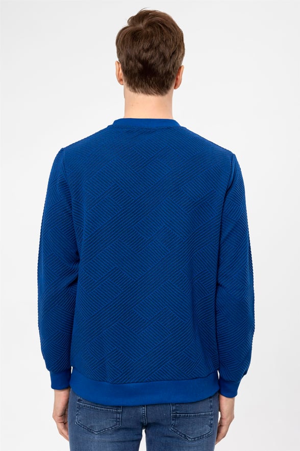 Saks Mavi Regular Kapitone O Yaka  Sweatshirt