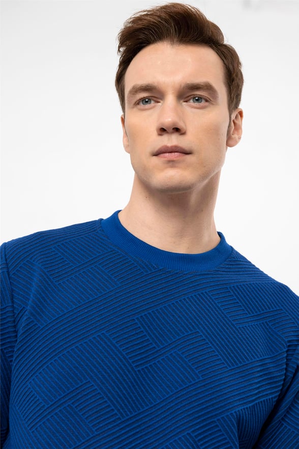 Saks Mavi Regular Kapitone O Yaka  Sweatshirt