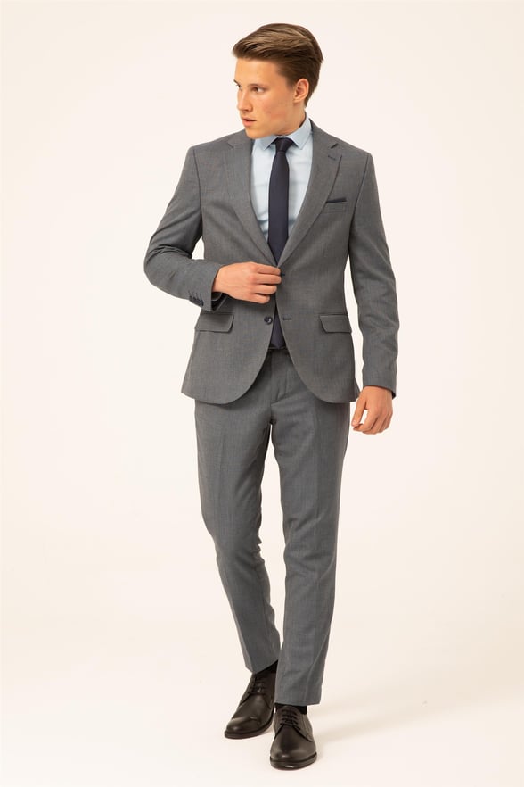 Saks Mavi Slim Armürlü Mono Yaka 6 Drop                                                       Takım Elbise