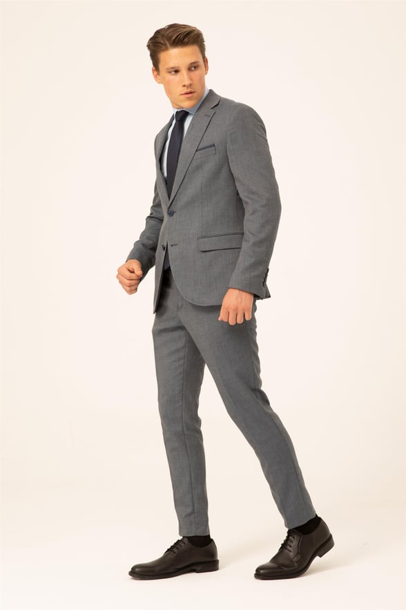 Saks Mavi Slim Armürlü Mono Yaka 6 Drop                                                       Takım Elbise