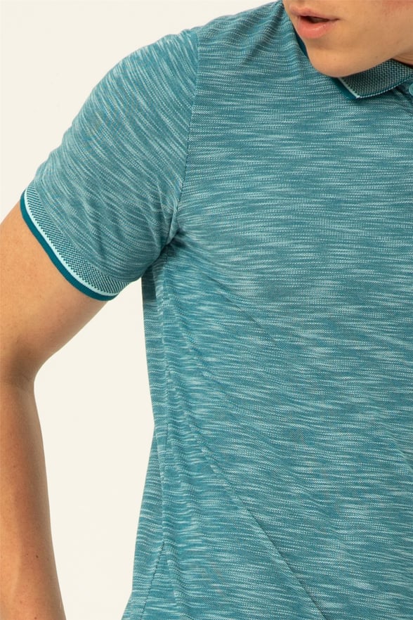 Saks Mavi Slim Armürlü Polo Yaka  Tişört