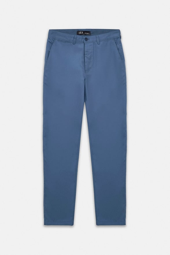 Saks Mavi Slim Düz Casual Pantolon