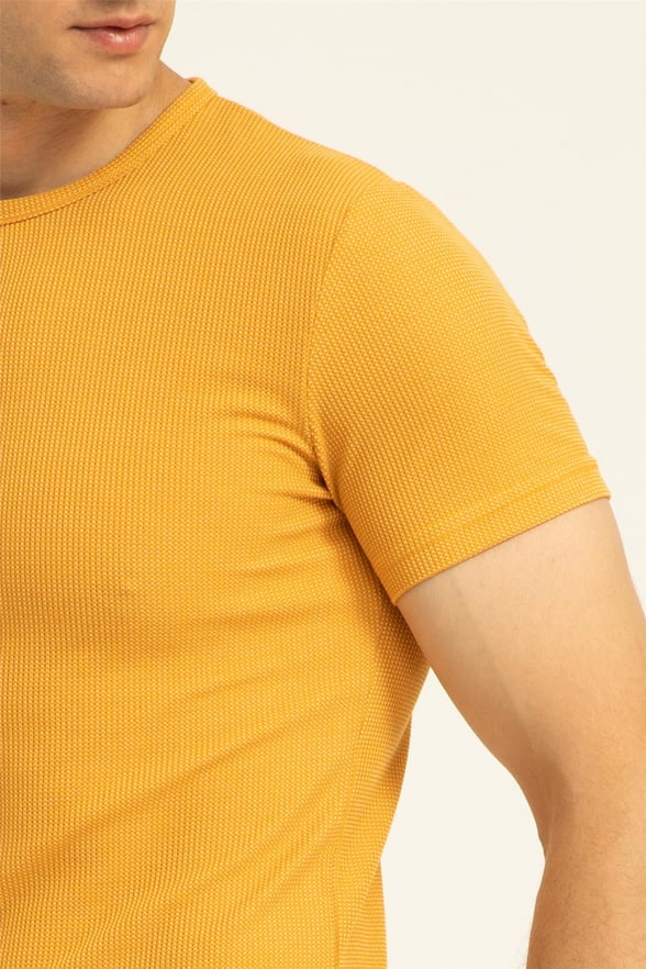SARI 2 Slim Armürlü O Yaka  Tişört