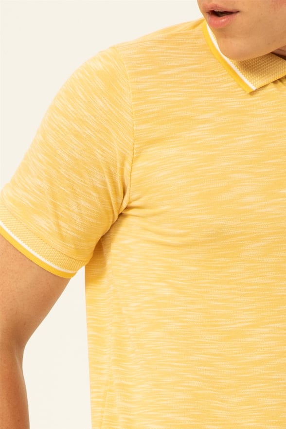 SARI 2 Slim Armürlü Polo Yaka  Tişört