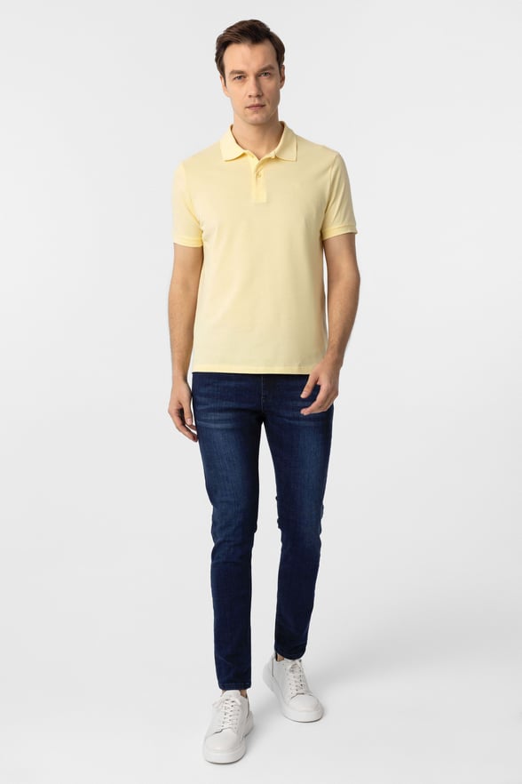 Sarı Slim Fit Düz Polo Yaka Tişört