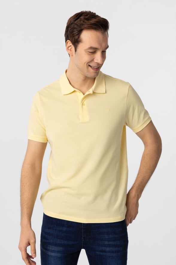 Sarı Slim Fit Düz Polo Yaka Tişört