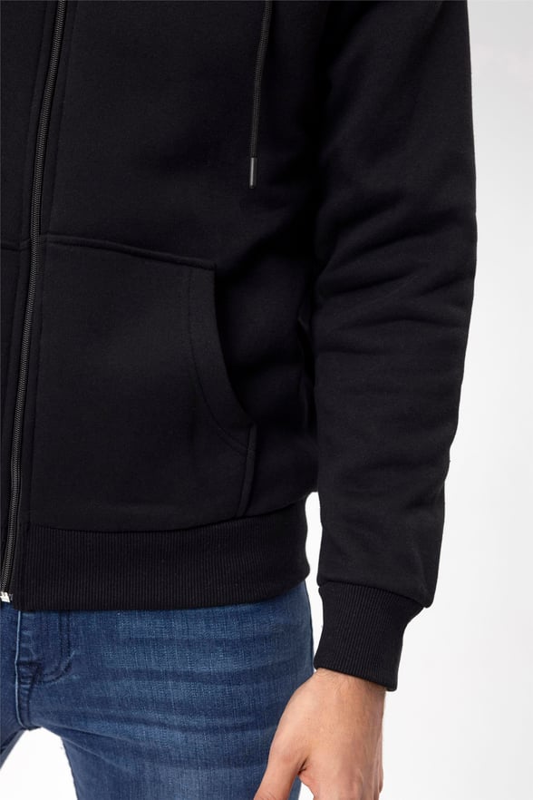 SİYAH 10 Regular Düz Kapişonlu Yaka  Sweatshirt