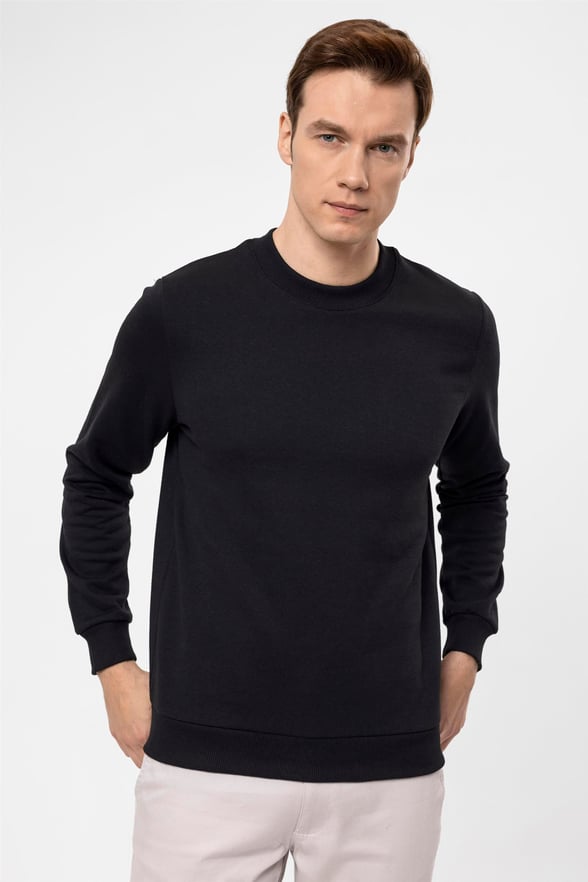 SİYAH 10 Regular Düz O Yaka  Sweatshirt