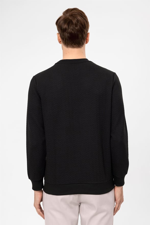 SİYAH 10 Regular Kapitone O Yaka  Sweatshirt