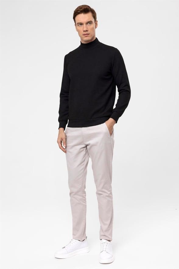 SİYAH 10 Regular Kapitone Yarım Balıkçı Yaka  Sweatshirt