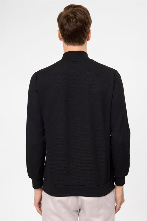 SİYAH 10 Regular Kapitone Yarım Balıkçı Yaka  Sweatshirt