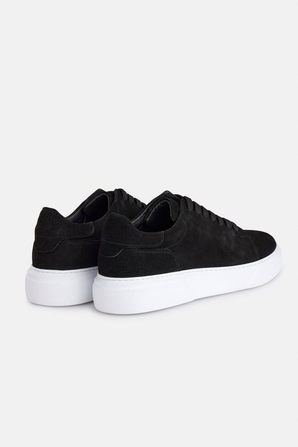 Siyah Gerçek Deri Bağcıklı Sneakers