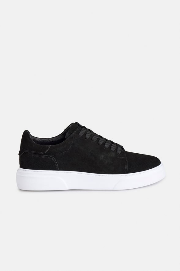 Siyah Gerçek Deri Bağcıklı Sneakers