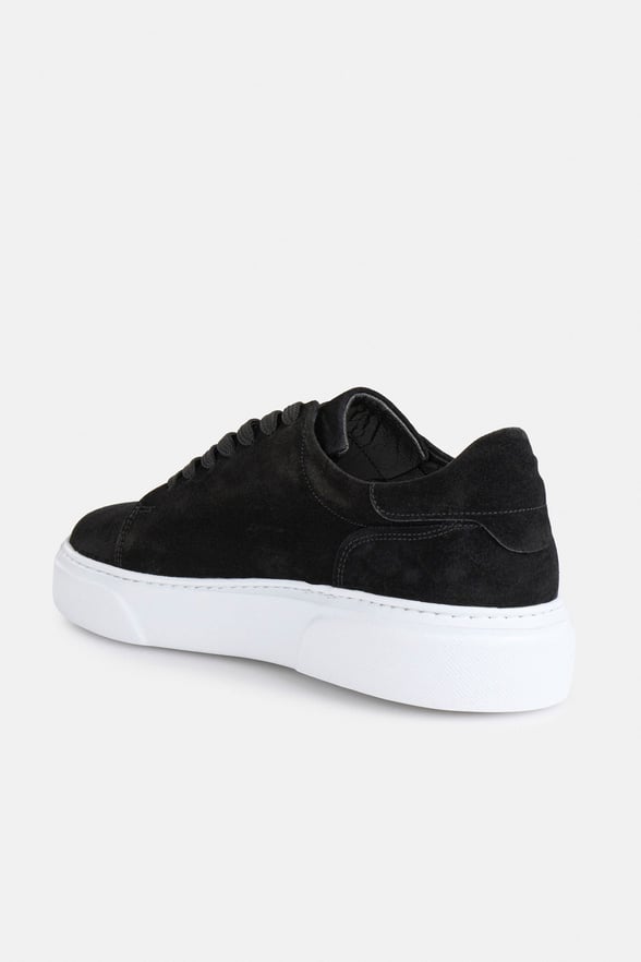 Siyah Gerçek Deri Bağcıklı Sneakers