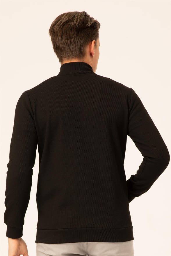 Siyah Regular Armürlü   Hırka