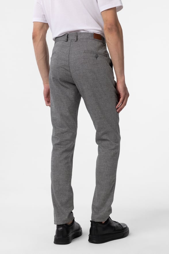 Siyah Regular Armürlü Kanvas Pantolon