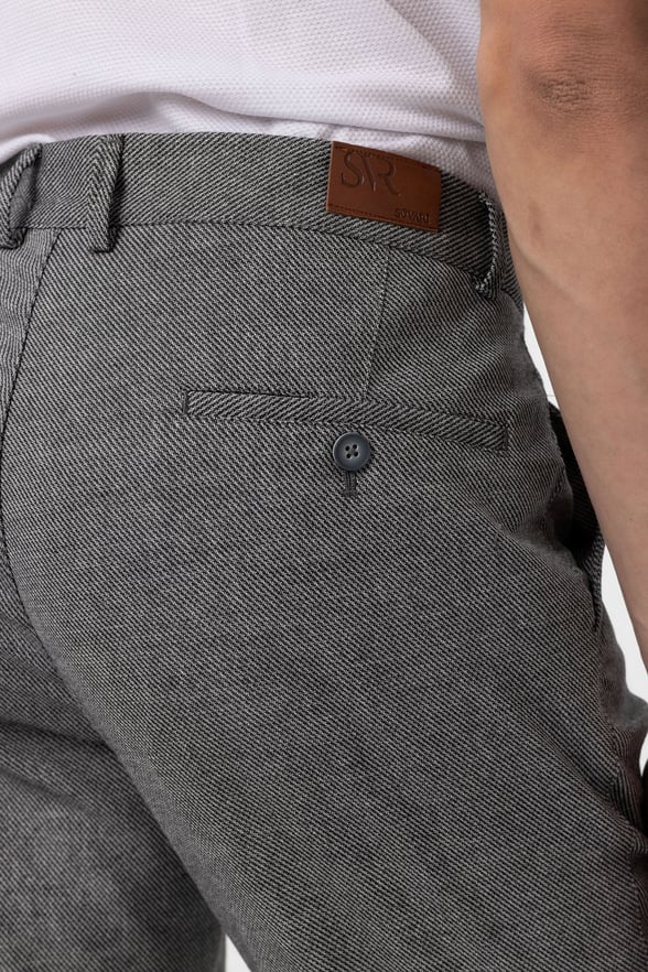 Siyah Regular Armürlü Kanvas Pantolon