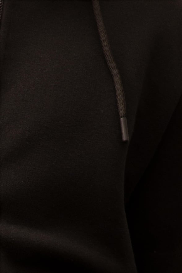 Siyah Regular Armürlü Kapişonlu Yaka  Sweatshirt