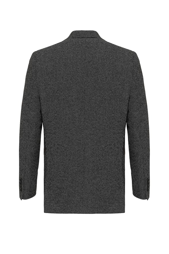 Siyah Regular Armürlü Mono Yaka 4 Drop                                                       Ceket