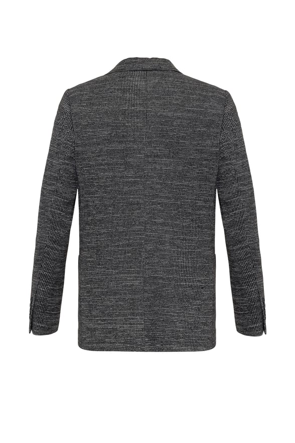 Siyah Regular Armürlü Mono Yaka 6 Drop                                                       Ceket