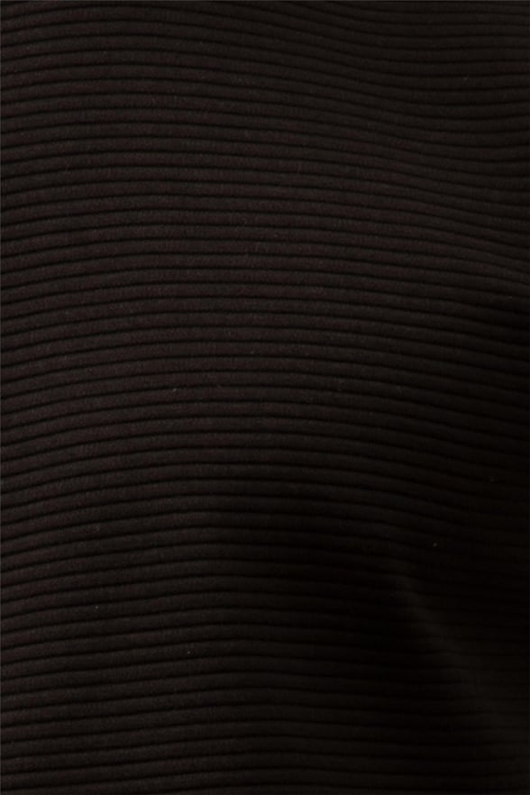 Siyah Regular Armürlü O Yaka  Sweatshirt