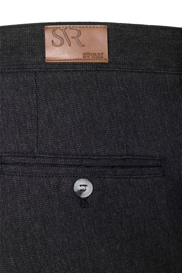 Siyah Regular Armürlü Pantolon