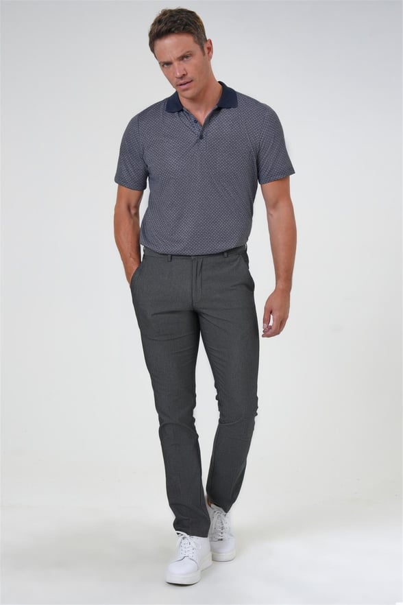 Siyah Regular Armürlü Pantolon