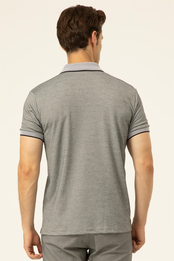 Siyah Regular Armürlü Polo Yaka  Tişört