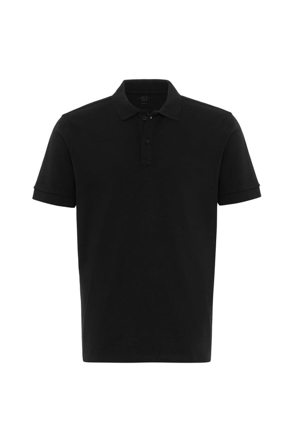 Siyah Regular Armürlü Polo Yaka Tişört