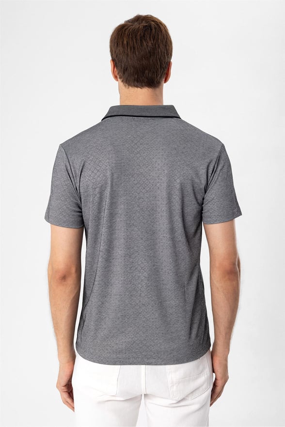 Siyah Regular Armürlü Polo Yaka  Tişört