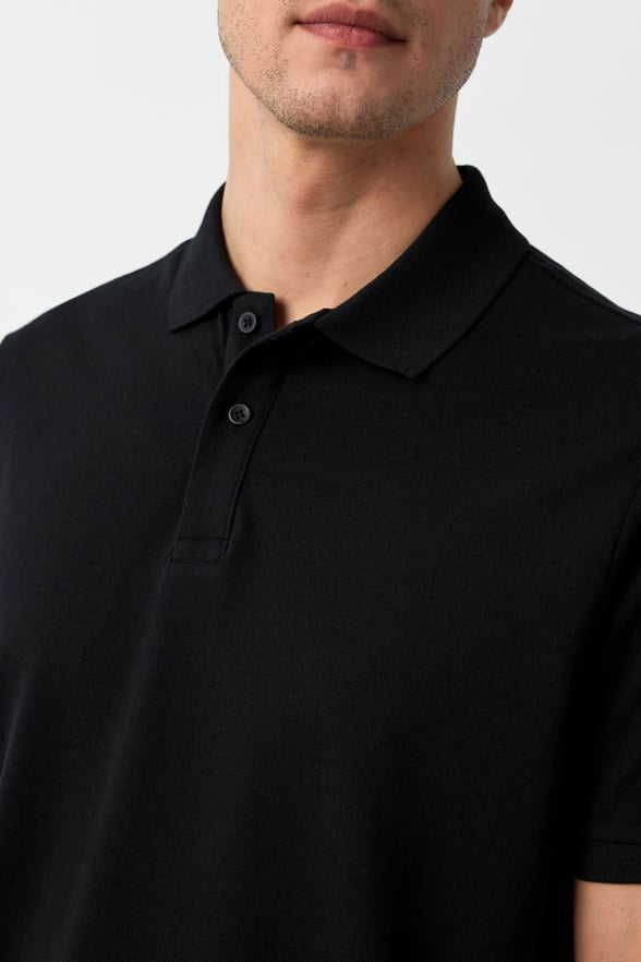Siyah Regular Armürlü Polo Yaka Tişört