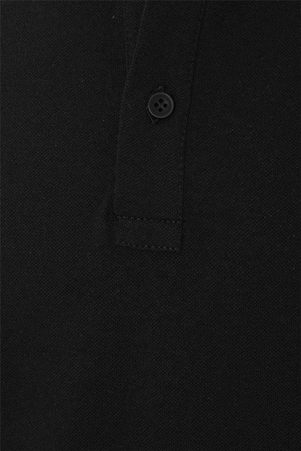 Siyah Regular Armürlü Polo Yaka Tişört
