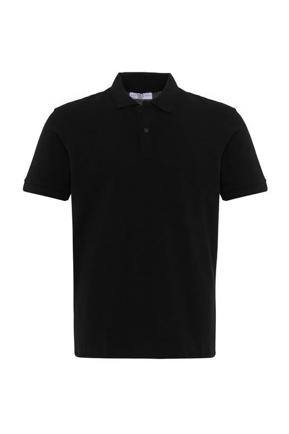 Siyah Regular Armürlü Polo Yaka Tişört