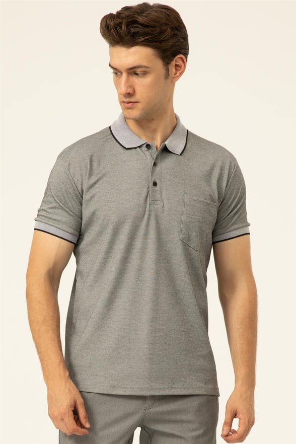 Siyah Regular Armürlü Polo Yaka  Tişört