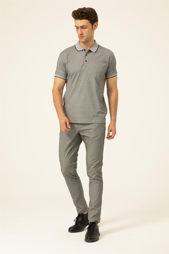Siyah Regular Armürlü Polo Yaka  Tişört
