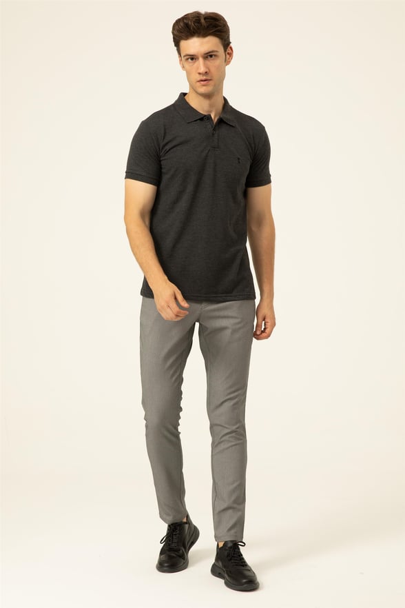 Siyah Regular Armürlü Polo Yaka  Tişört