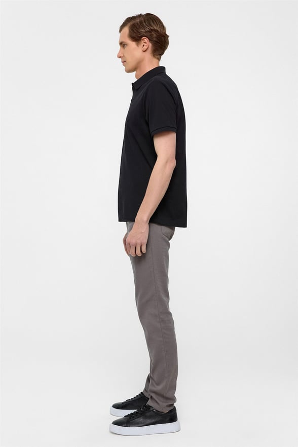 Siyah Regular Armürlü Polo Yaka Tişört
