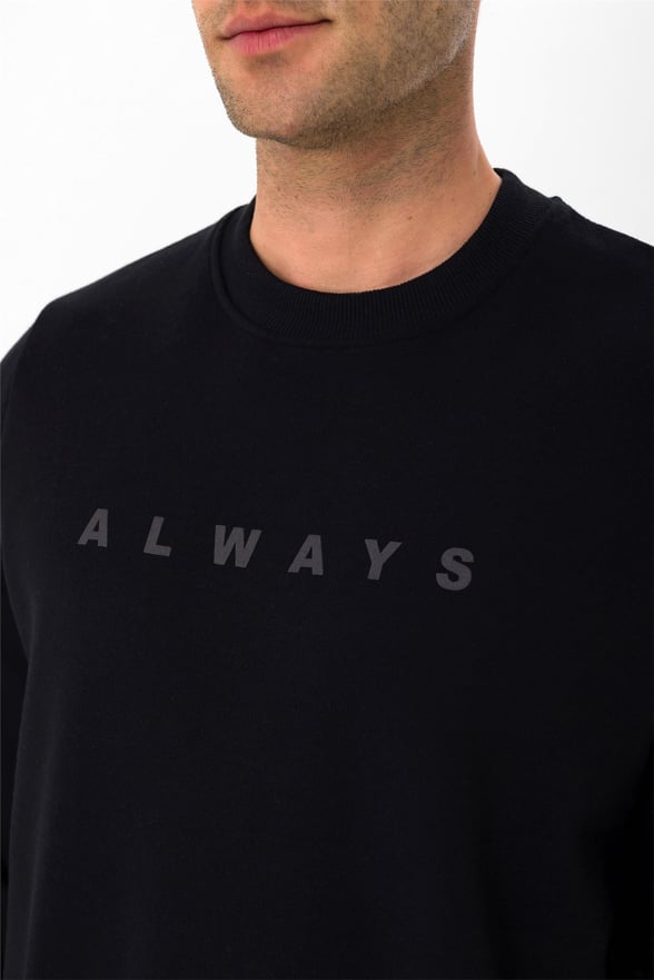 Siyah Regular Baskılı O Yaka  Sweatshirt