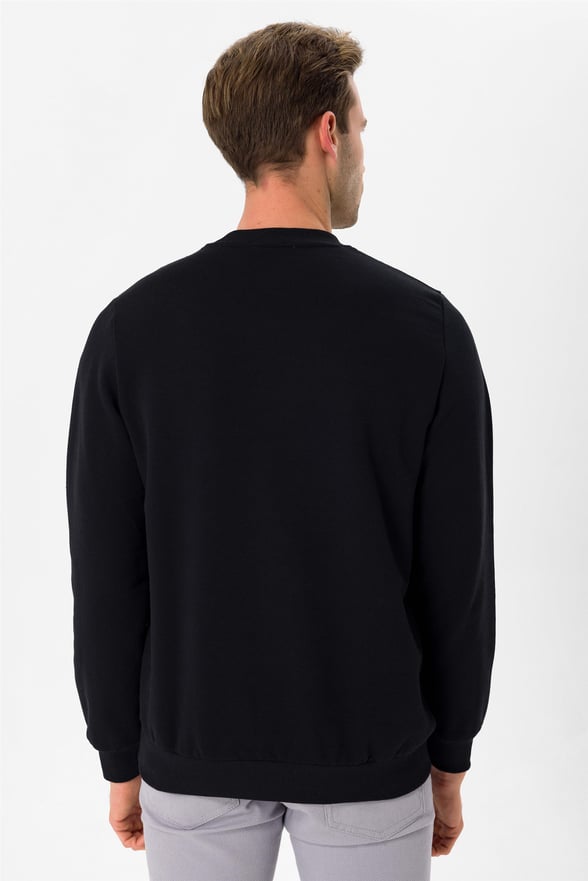 Siyah Regular Baskılı O Yaka  Sweatshirt
