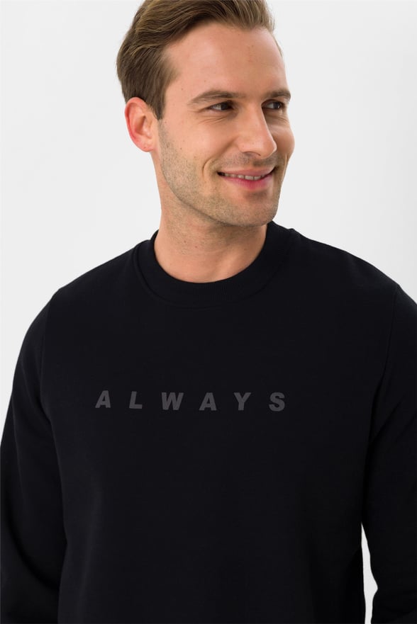 Siyah Regular Baskılı O Yaka  Sweatshirt
