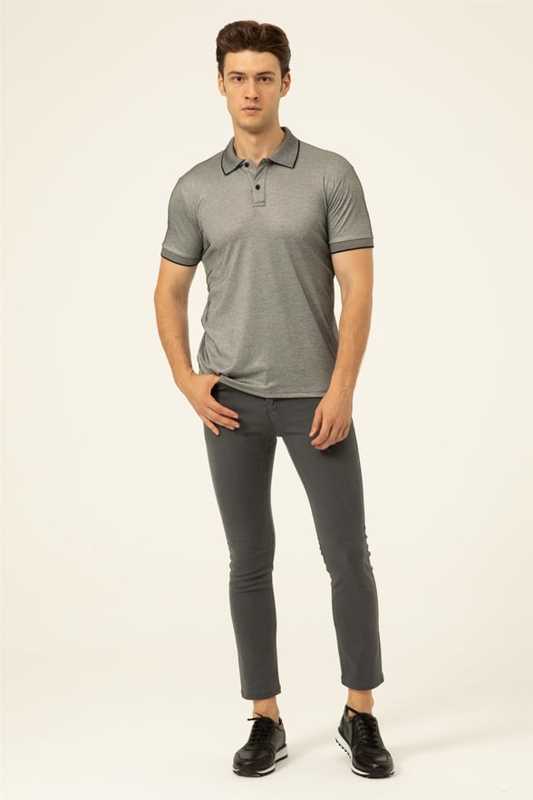 Siyah Regular Baskılı Polo Yaka  Tişört