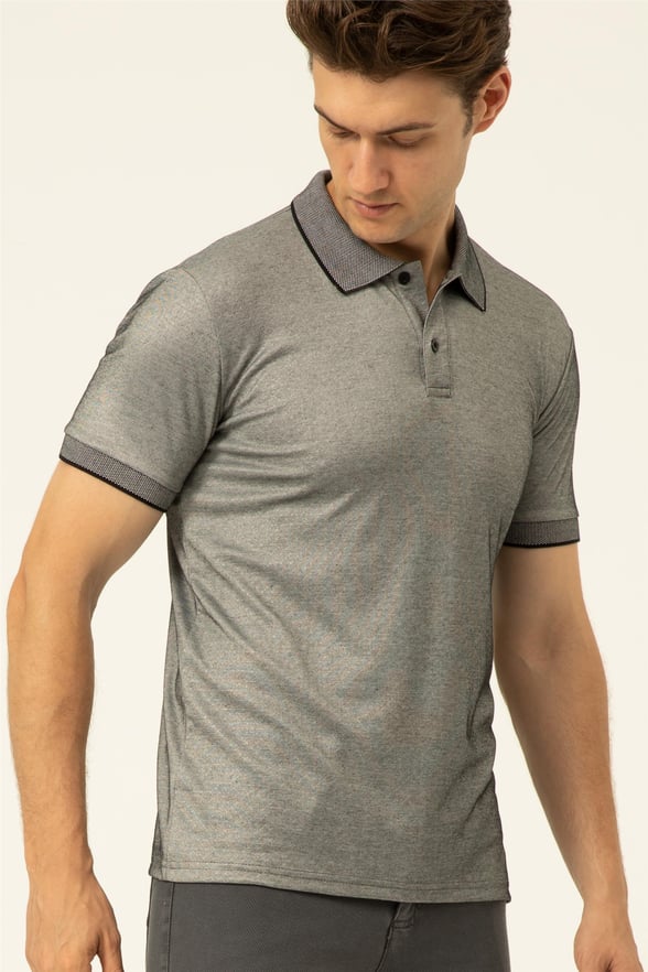Siyah Regular Baskılı Polo Yaka  Tişört
