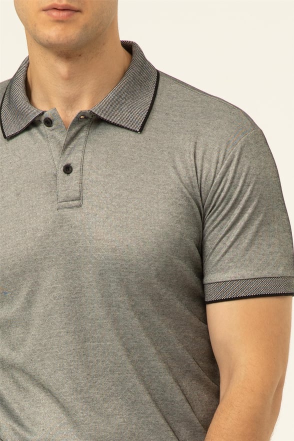 Siyah Regular Baskılı Polo Yaka  Tişört